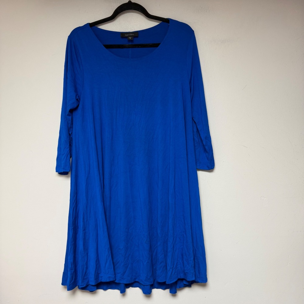 Karen Kane Swing Dress Womens Medium Blue Excellent 3/4 Sleeve Scoop Neck USA